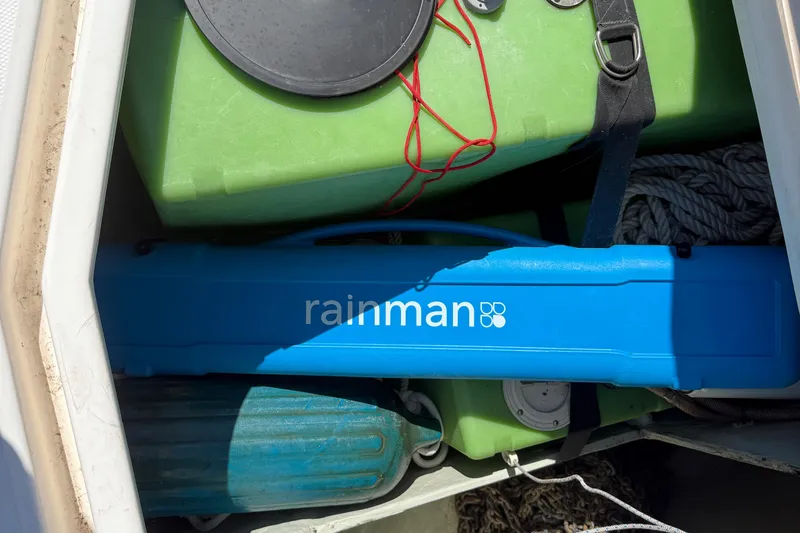 Selah Yacht Photos Pics Storage compartment on 2010 Leopard 38 with Rainman watermaker and marine equipment.