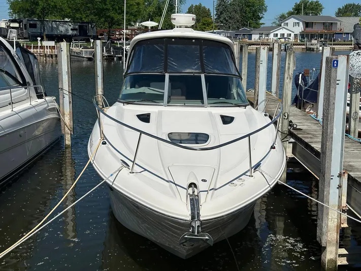 Harborviewbayview Yacht Photos Pics 2016 Sea Ray 330 Sundancer docked at marina, front view.
