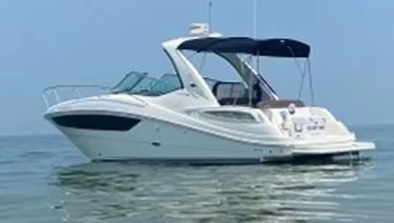 Harborviewbayview Yacht Photos Pics 2016 Sea Ray 330 Sundancer boat on calm water, featuring sleek design and canopy.