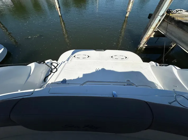 Harborviewbayview Yacht Photos Pics 2016 Sea Ray 330 Sundancer boat docked, rear view showing swim platform and water.