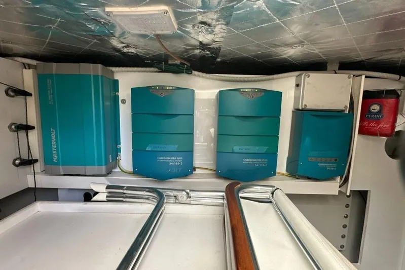  Yacht Photos Pics Electrical equipment inside a 1987 MAGNUM MARINE 63 yacht, featuring Mastervolt components.