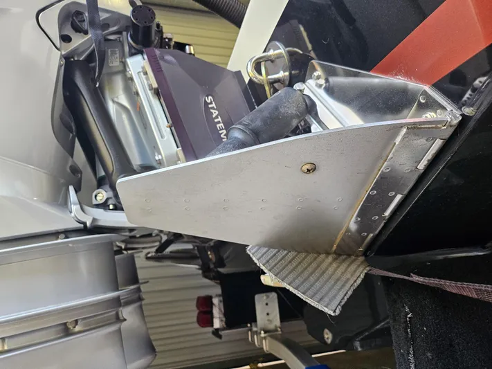  Yacht Photos Pics 2021 Statement 350 Open engine detail with metal components and branding visible.