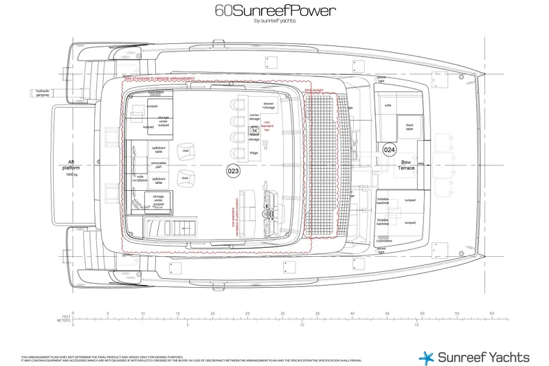  Yacht Photos Pics Floor plan of 2026 60 Sunreef Power yacht, showcasing layout and features.