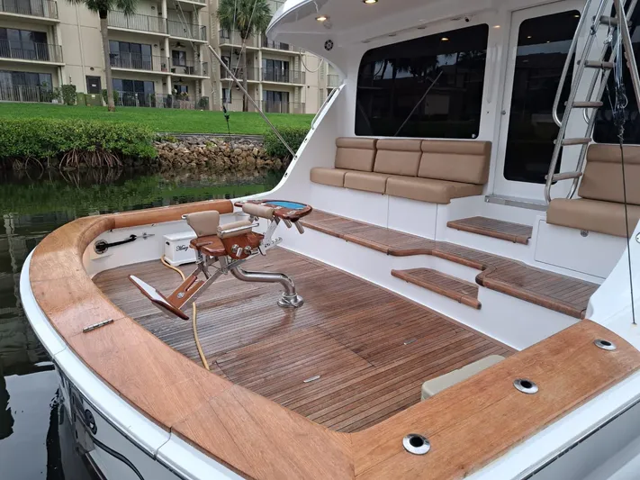 Mary Rose Yacht Photos Pics 2006 Hatteras 68 Convertible yacht with spacious teak deck and seating area.