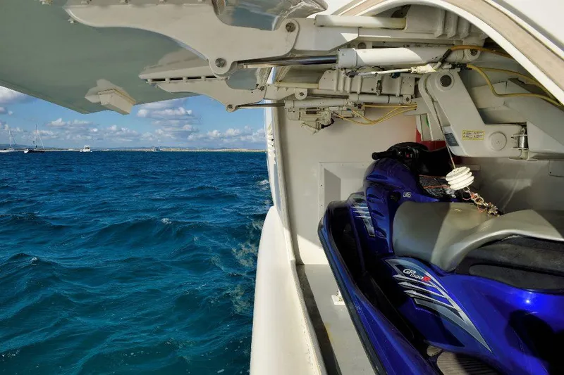  Yacht Photos Pics Jet ski stored on ISA 120 Sport yacht, 2008, with ocean view.