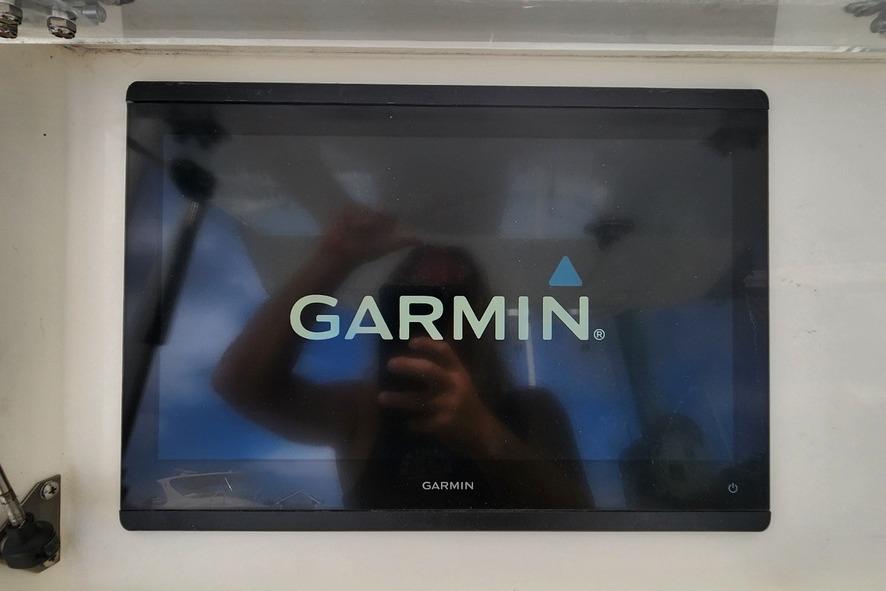 Garmin display on 2017 Stamas 308 Predator boat dashboard.