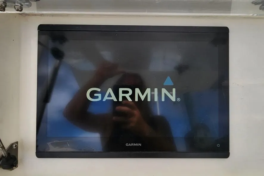 Garmin display on 2017 Stamas 308 Predator boat dashboard.