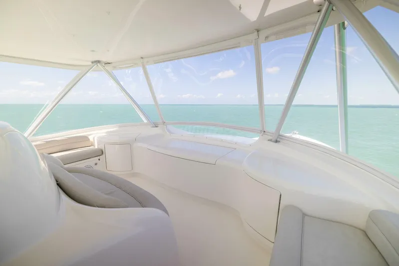 Mighty Mouse Yacht Photos Pics Luxurious interior of 2011 Viking 70 Convertible yacht with ocean view.