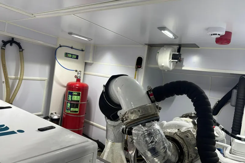  Yacht Photos Pics Engine room of 2025 KRC Yachting KRC57 with fire suppression system and ventilation ducts.
