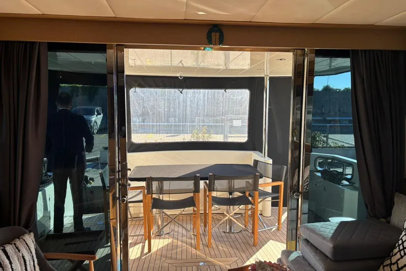  Yacht Photos Pics Luxurious interior of 2025 KRC Yachting KRC57 yacht with elegant seating and modern design.