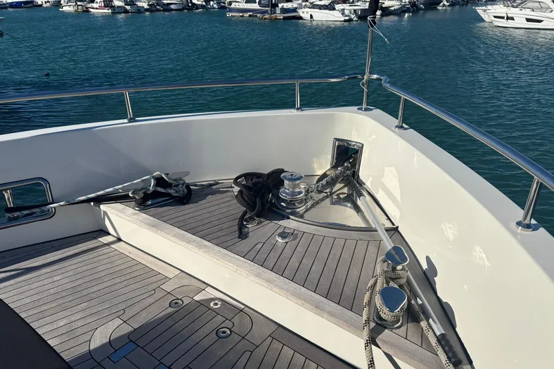  Yacht Photos Pics Bow deck of 2025 KRC Yachting KRC57 yacht with anchor and ropes.