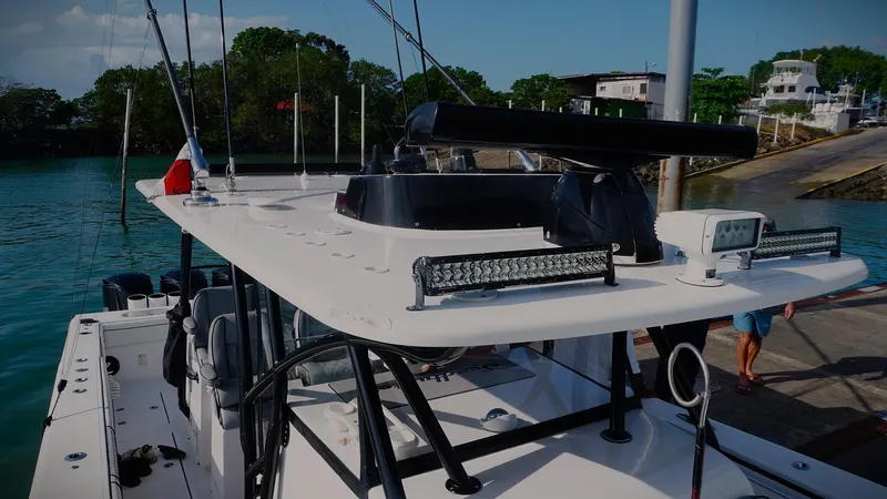  Yacht Photos Pics 2018 SeaHunter 45 Tournament boat docked by the water.