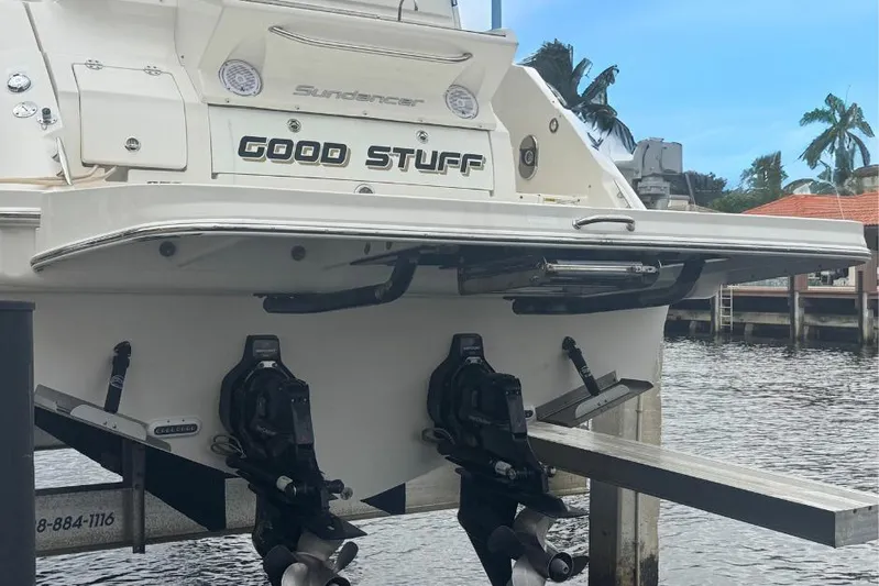  Yacht Photos Pics 2016 Sea Ray 350 Sundancer boat named "Good Stuff" docked by the water.