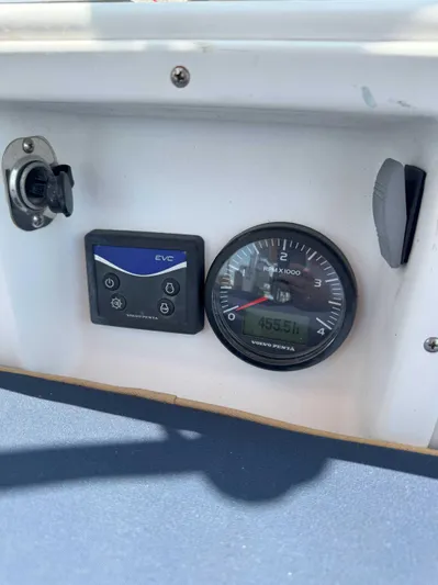 Side Aye Yacht Photos Pics Control panel of a 2009 Tartan 3400 boat with gauges and switches.