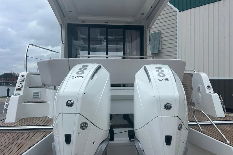  Yacht Photos Pics 2025 Beneteau Antares 11 Coupe with dual 300 V8 engines, docked at marina.