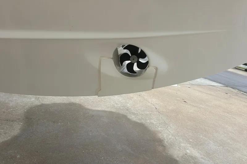  Yacht Photos Pics 2025 Beneteau Antares 11 Coupe bow thruster detail on dry dock.