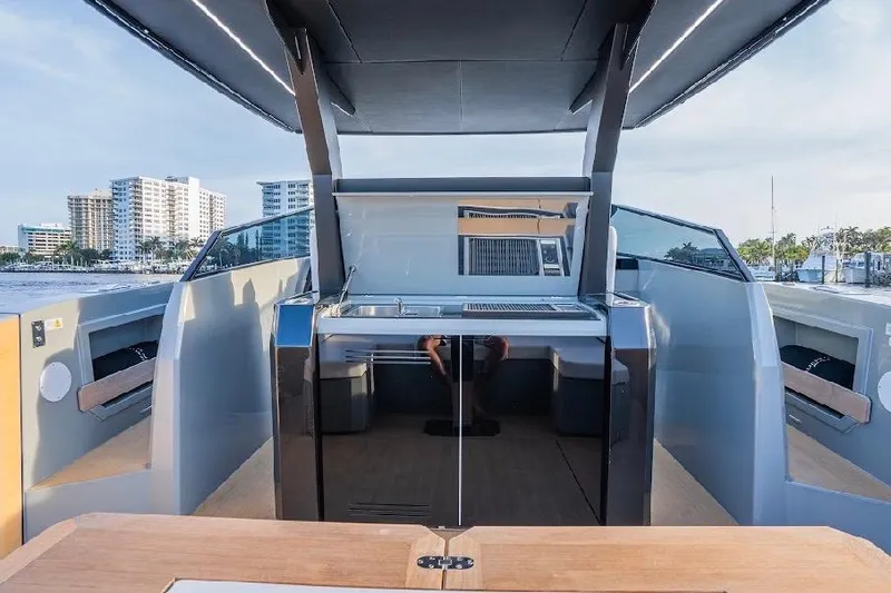  Yacht Photos Pics 2024 Rio Yachts Daytona 50 luxury yacht interior with modern kitchen and sleek design.