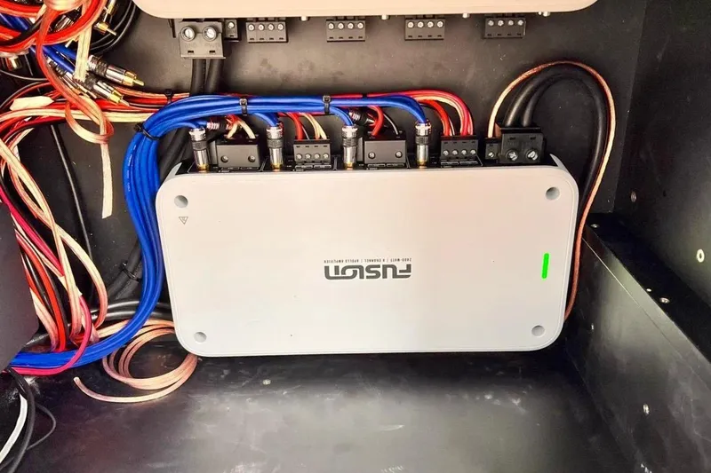  Yacht Photos Pics Electrical wiring and control unit inside a 2018 Cranchi E52 F yacht.