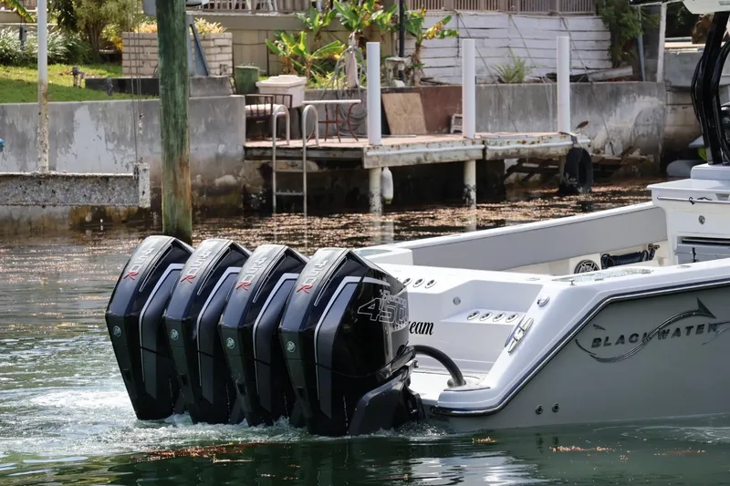  Yacht Photos Pics 2020 Blackwater 41 Performance Fish boat with four powerful outboard engines.