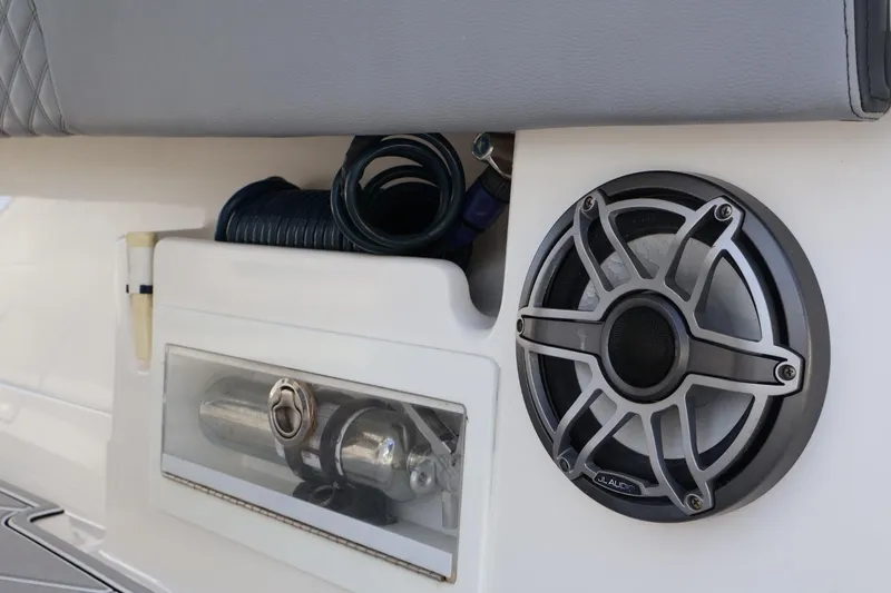  Yacht Photos Pics 2020 Blackwater 41 Performance Fish boat interior with speaker and storage compartment.