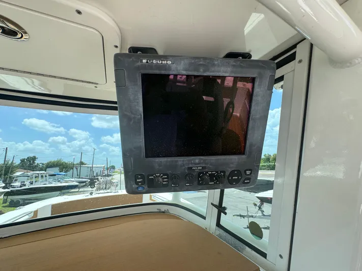  Yacht Photos Pics Furuno marine display on 2019 World Cat 3200 boat, with outdoor view.