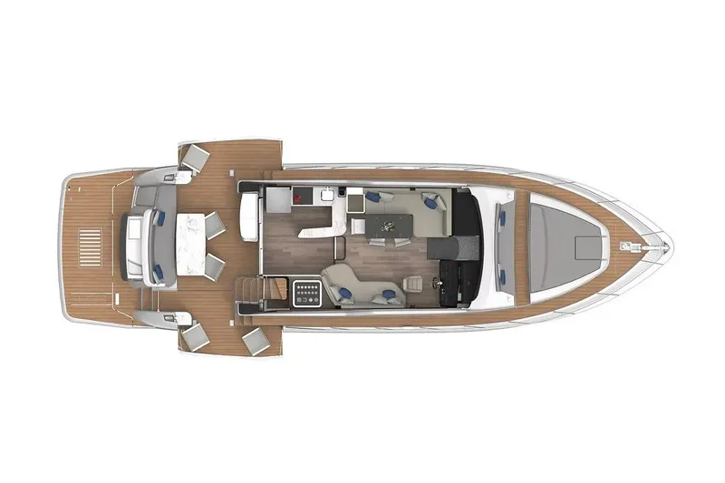  Yacht Photos Pics Manufacturer Provided Image: Top view of 2025 Schaefer 600 yacht interior layout, featuring modern design and spacious deck.