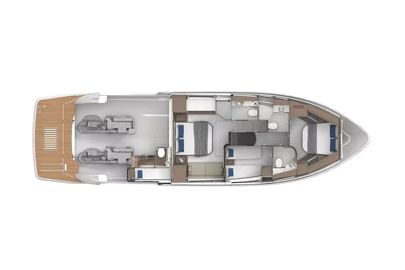  Yacht Photos Pics Manufacturer Provided Image: Floor plan of 2025 Schaefer 600 yacht, showcasing interior layout and engine placement.