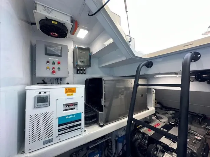 Jack Yacht Photos Pics Engine room of 2023 McConaghy MC75 yacht with control panels and machinery.