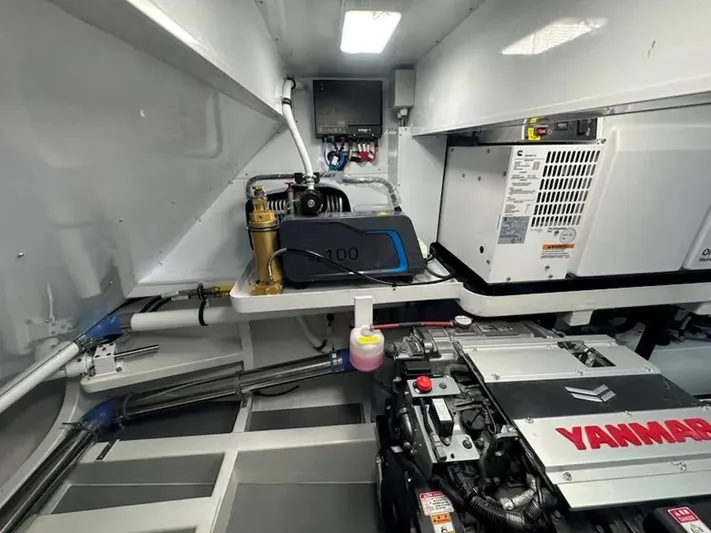 Jack Yacht Photos Pics Engine room of 2023 McConaghy MC75 yacht with Yanmar engine and equipment.