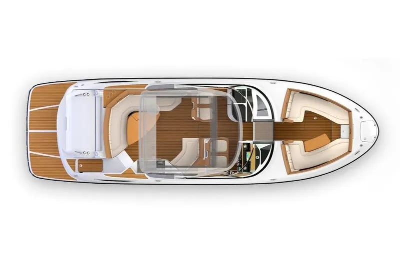  Yacht Photos Pics Manufacturer Provided Image: Top view of 2019 Sea Ray SLX 350 boat layout.