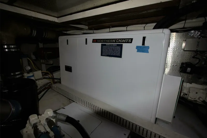 Ursa Minor Yacht Photos Pics Engine room of 1988 Kadey-Krogen Krogen 54 with Northern Lights generator.