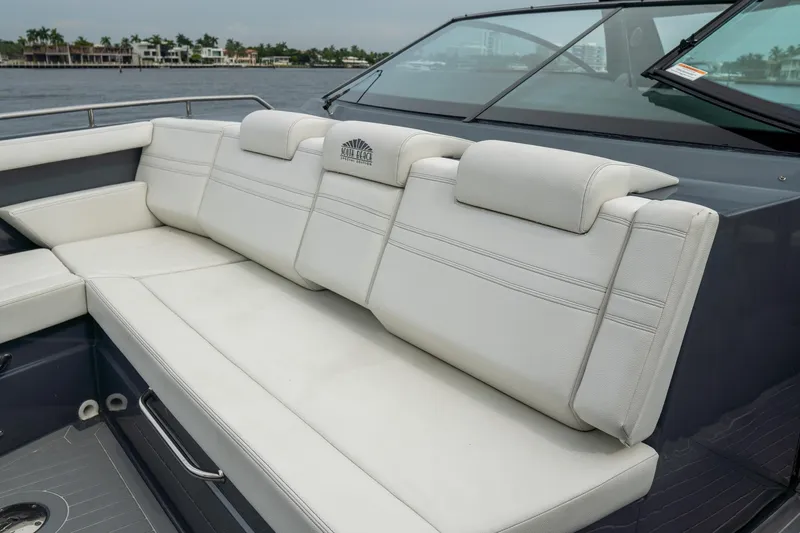 Di Blue Yacht Photos Pics 2022 Cruisers Yachts 38 GLS boat with luxurious white seating on deck.