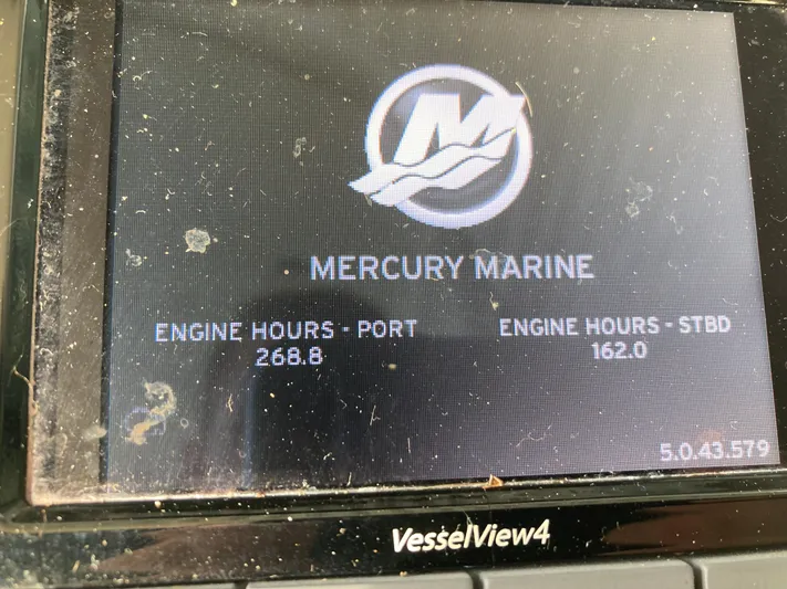  Yacht Photos Pics Mercury Marine VesselView4 display showing engine hours for Sea Ray 330 Sundancer 2016.