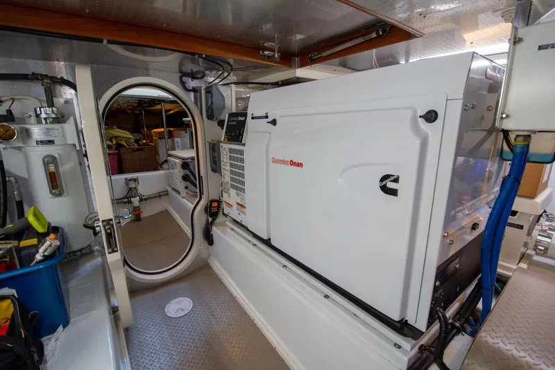  Yacht Photos Pics Engine room of 2013 Fleming 55 yacht with Cummins Onan generator.