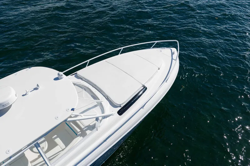  Yacht Photos Pics 2016 Intrepid 400 Cuddy boat on open water, top view.