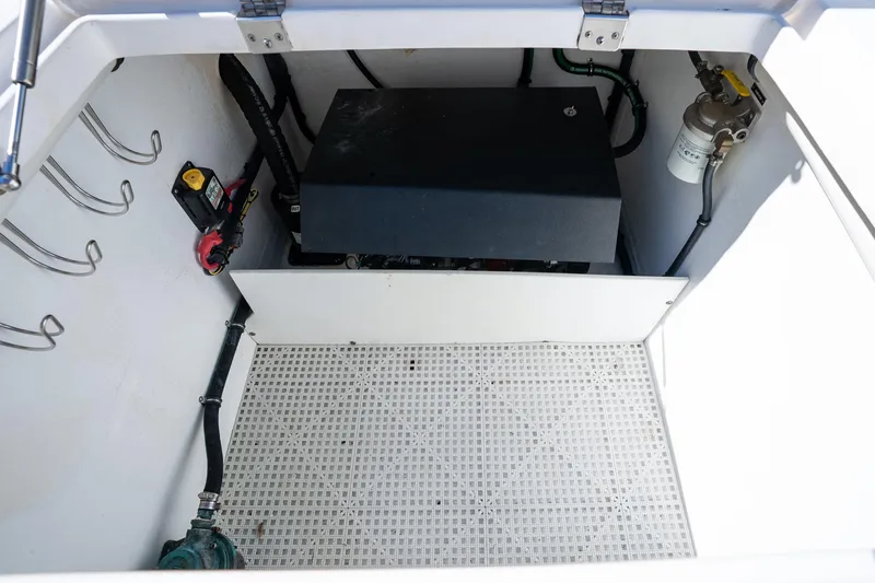  Yacht Photos Pics 2016 Intrepid 400 Cuddy engine compartment with wiring and components.