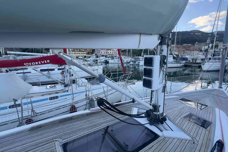  Yacht Photos Pics 2015 Grand Soleil 39 Maletto yacht docked in a scenic marina.