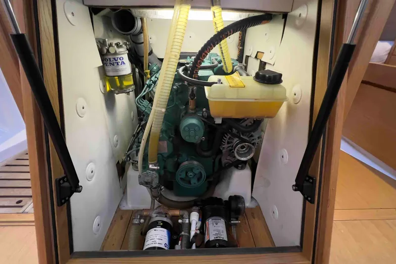  Yacht Photos Pics Engine compartment of 2015 Grand Soleil 39 Maletto sailboat with Volvo Penta engine.