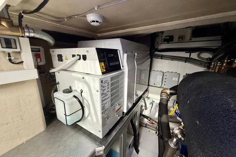 M/y La Seduction Yacht Photos Pics Engine room of 2022 Ferretti Yachts 550, featuring modern equipment and wiring.