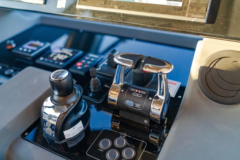 M/y La Seduction Yacht Photos Pics Control panel of 2022 Ferretti Yachts 550, featuring advanced navigation equipment.