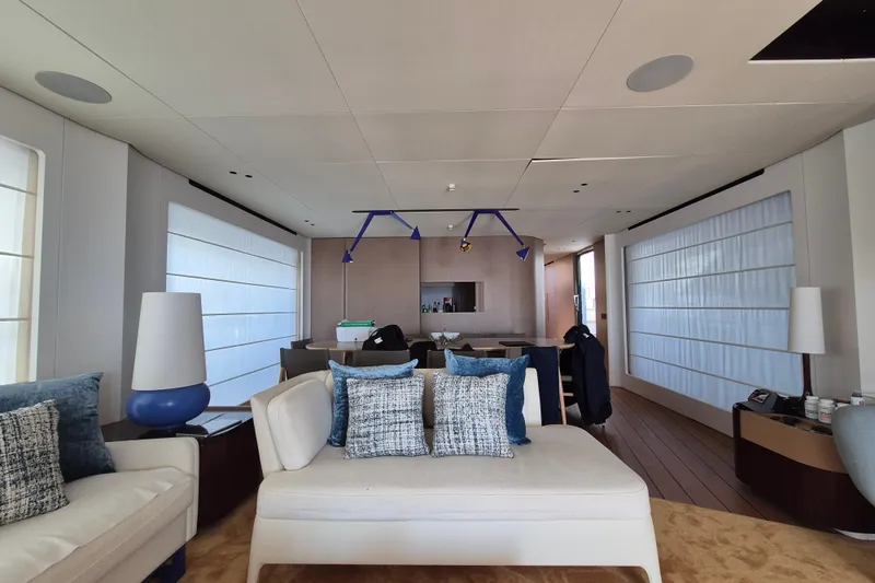  Yacht Photos Pics Luxurious interior of 2025 Azimut Grande 26M yacht with modern decor and plush seating.