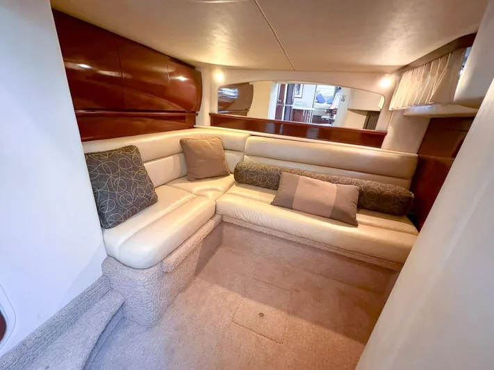 The Boardroom Yacht Photos Pics Luxurious interior of 2008 Sea Ray Sundancer yacht with plush seating and elegant design.