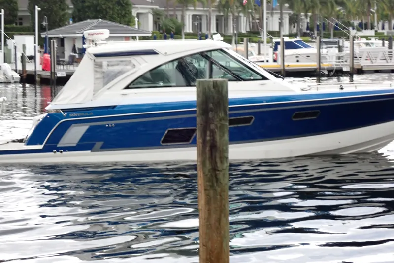  Yacht Photos Pics 2023 Formula 380 Super Sport Crossover OB boat docked in marina.