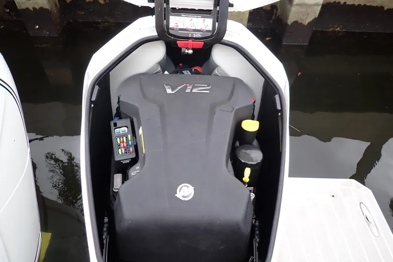  Yacht Photos Pics 2023 Formula 380 Super Sport Crossover OB engine compartment with V12 motor.