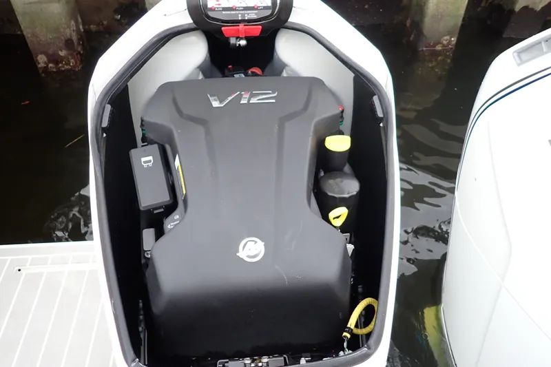  Yacht Photos Pics 2023 Formula 380 Super Sport Crossover OB engine compartment with V12 motor.