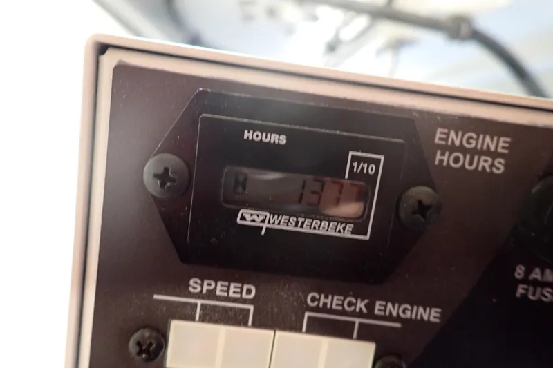  Yacht Photos Pics Engine hour meter displaying 137 hours on a 2023 Formula 380 Super Sport Crossover OB.