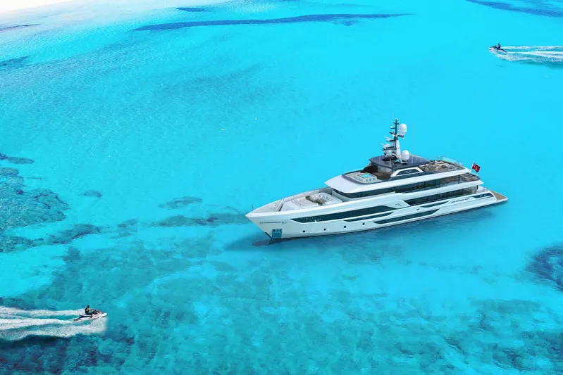  Yacht Photos Pics Luxurious Falcon Yachts 50 cruising in clear turquoise waters, 2028 model.