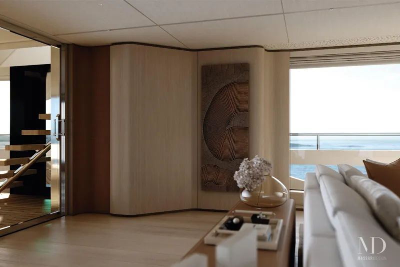  Yacht Photos Pics Luxurious interior of 2028 Falcon Yachts 50, featuring modern design and ocean view.