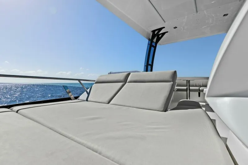 Brace Yourself Too Yacht Photos Pics Prestige 460 yacht 2022, sun deck with ocean view, luxury relaxation.