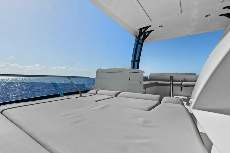 Brace Yourself Too Yacht Photos Pics Prestige 460 yacht 2022 model, spacious deck with ocean view.